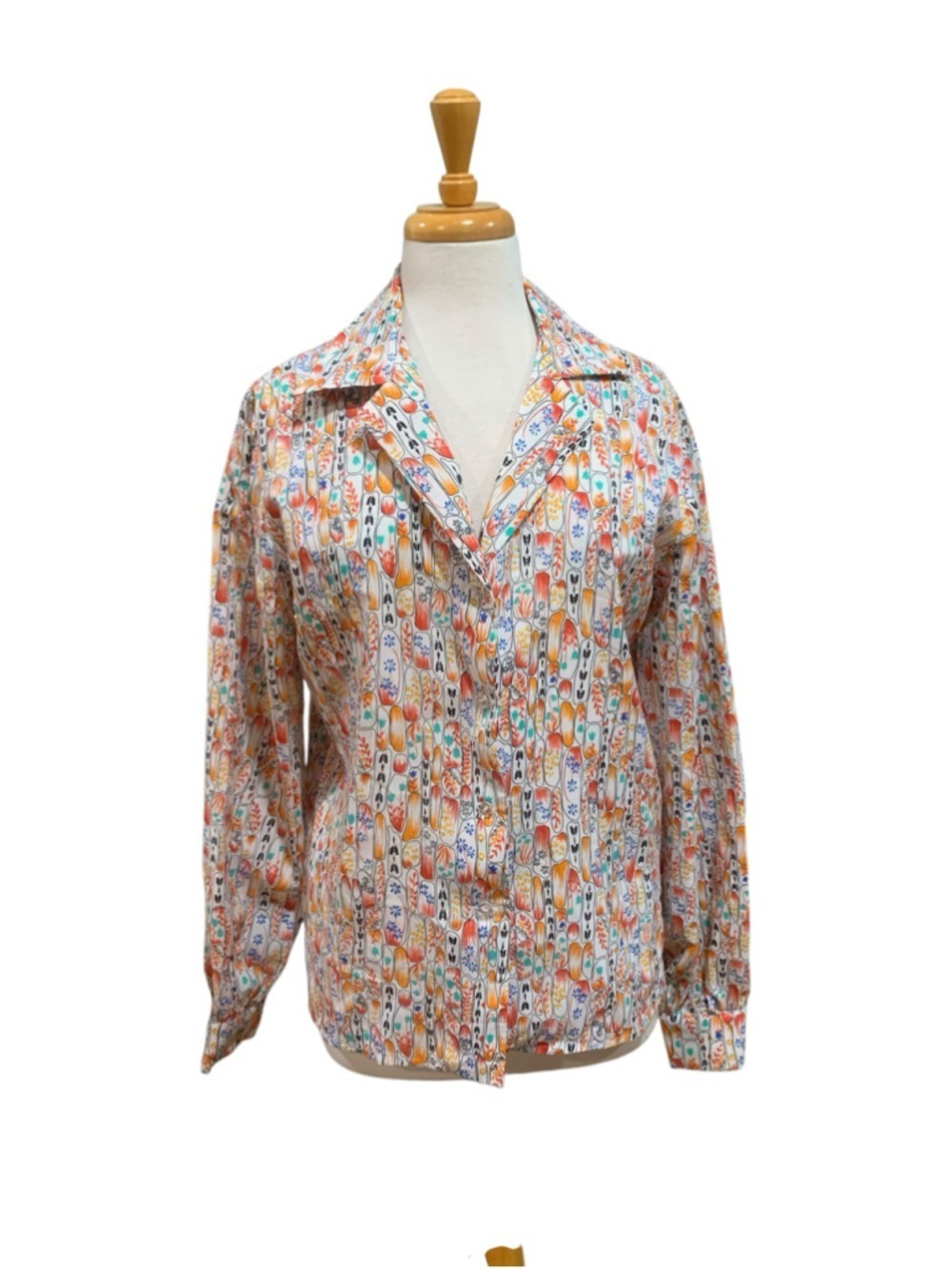 Vntg 80’s abstract surfboard? Multicolor handmade long sleeved button down shirt